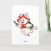 Carte Chat en cueilleur de champignons avec champignon (Dos)