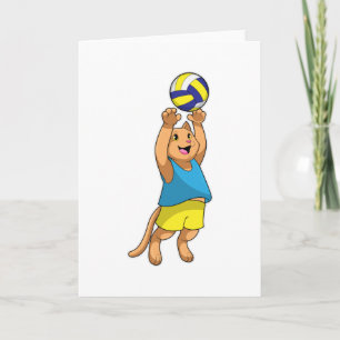 Carte Chat en joueur de volley-ball avec ballon de volle
