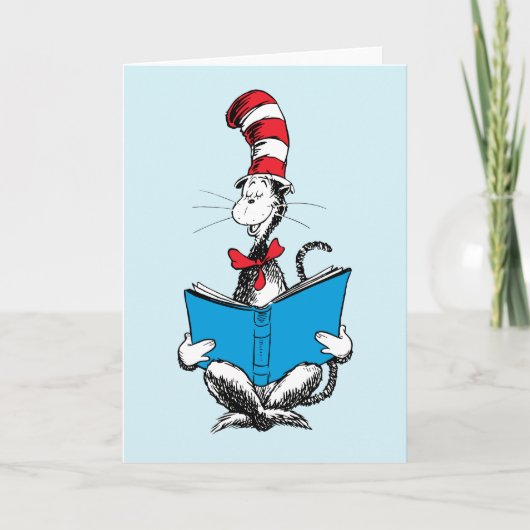 Carte Chat en lecture Casquette (Devant)