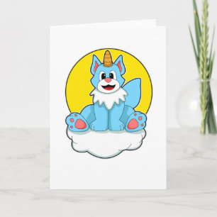 Carte Chat en Licorne sur Nuages & Soleil