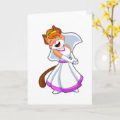 Carte Chat en Mariée avec robe Mariage et couronne (Fleur jaune)