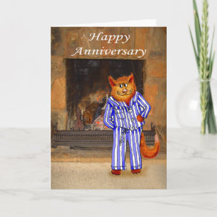 Carte Chat en pyjama, joyeux anniversaire