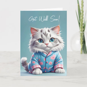 Carte Chat en pyjama pour un prompt rétablissement