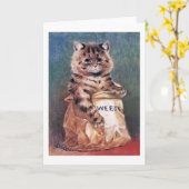 Carte Chat en sac à papier, Louis Wain (Fleur jaune)