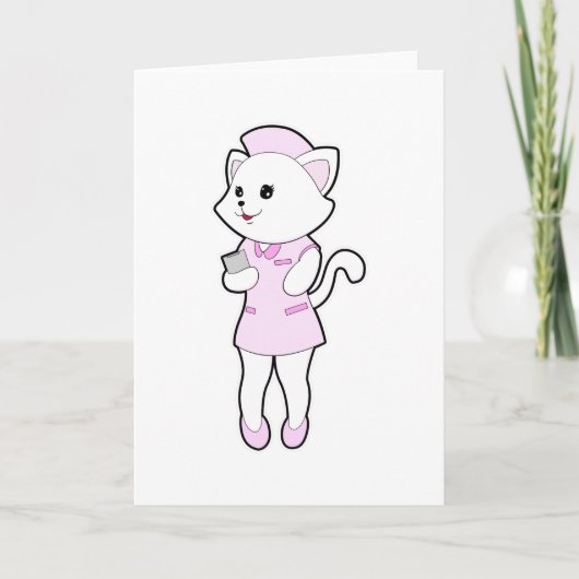 Carte Chat en tant qu'infirmière avec Bloc-notes (Devant)