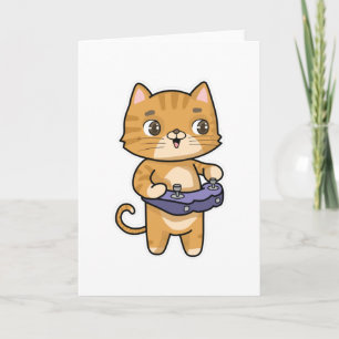Carte Chat en train de jouer avec manette