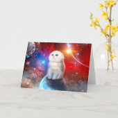 Carte Chat en train de pleurer dans l'espace (Fleur jaune)