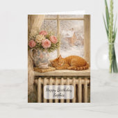 Carte Chat endormi Fenêtre d'hiver (Devant)