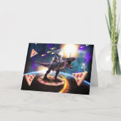 Carte Chat équitation dinosaure licorne dans l'espace (Devant)