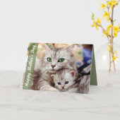 Carte Chat et chaton du jour de mère (Fleur jaune)