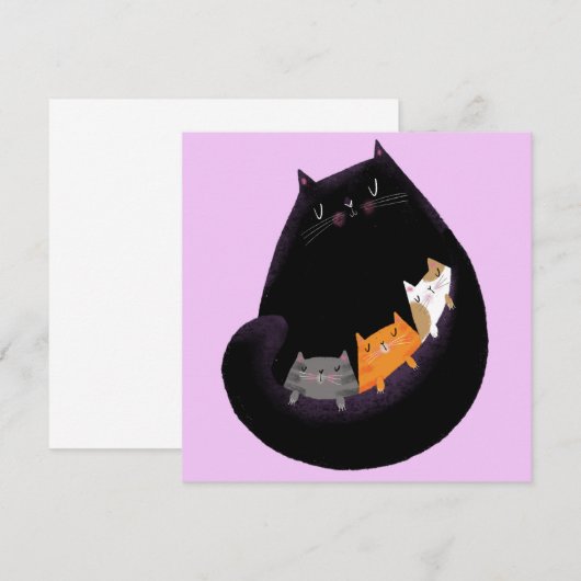 Carte chat et chatons maman (Devant / Derrière)