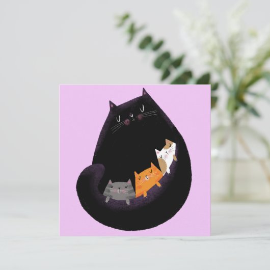 Carte chat et chatons maman (Debout devant)