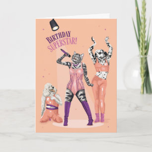 Carte Chat et chien Anniversaire Superstar