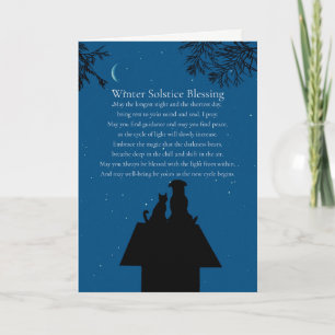 Carte Chat et chien du solstice d'hiver Poème mignon de