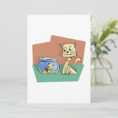 Carte Chat et cuvette de poisson (Debout devant)