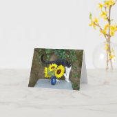 Carte chat et fleurs (Fleur jaune)