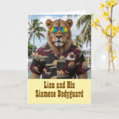 Carte Chat et Lion de Siamese (Fleur jaune)