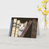Carte Chat et livres (Fleur jaune)