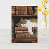 Carte Chat et Livres (Fleur jaune)