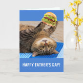 Carte Chat et malbouffe pour la fête des pères (Fleur jaune)