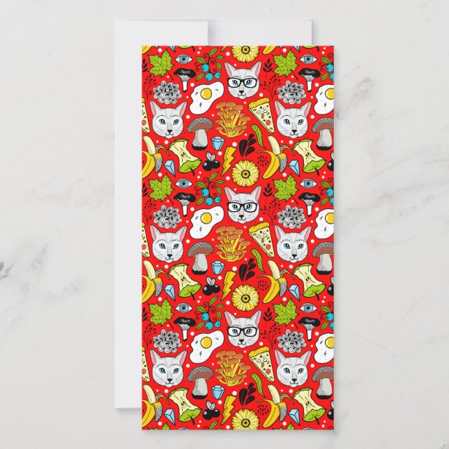 Carte Chat et oeuf sur le rouge (Devant)