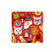 Carte Chat et oeuf sur le rouge (Devant/Arrière en situation)