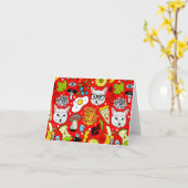 Carte Chat et oeuf sur le rouge (Fleur jaune)