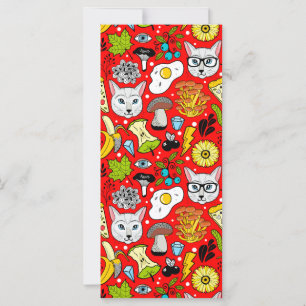 Carte Chat et oeuf sur le rouge