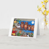 Carte Chat et Owl, Louis Wain (Fleur jaune)