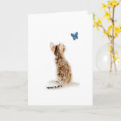 Carte Chat et papillon du Bengale (Fleur jaune)