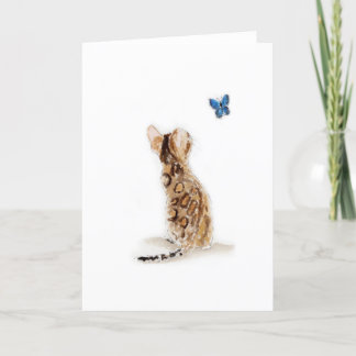 Carte Chat et papillon du Bengale
