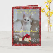 Carte Chat et Père Noël (Fleur jaune)