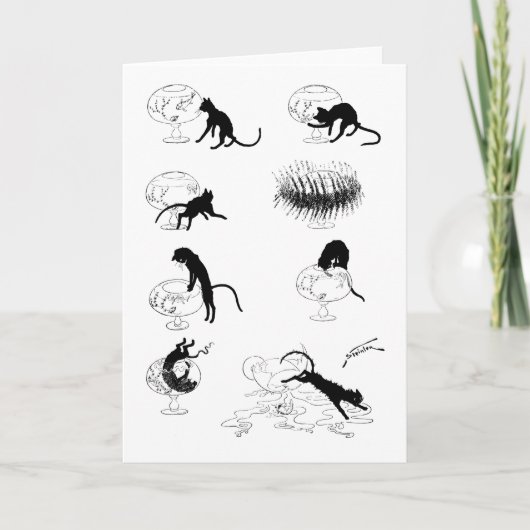 Carte Chat et poisson d'or, Alexandre Steinlen (Devant)