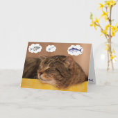 Carte Chat et poisson Rêves amusants Anniversaire (Fleur jaune)