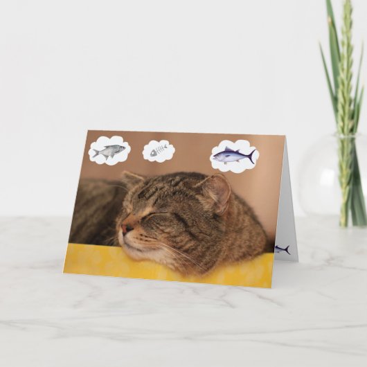 Carte Chat et poisson Rêves amusants Anniversaire (Devant)