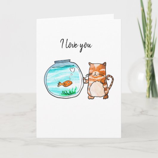 Carte Chat et poisson rouge (Devant)