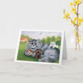 Carte Chat et ses chatons, Louis Wain (Fleur jaune)