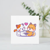 Carte Chat et Shiba Inu (Debout devant)