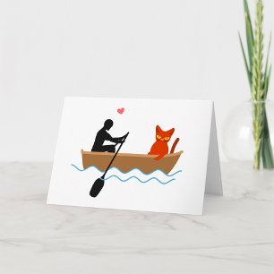 Carte Chat et tour en bateau Drôle Whimsical Animateur d