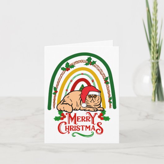 Carte Chat Exotique Shorthair Joyeux Noël (Devant)