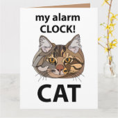Carte Chat Face Mon Réveil Tabby Cat (Fleur jaune)