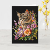 Carte Chat fleur floral mignon chaton graphique (Fleur jaune)