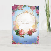 Carte Chat floral de rose d'été cérémoniel doré (Dos)