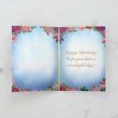 Carte Chat floral de rose d'été cérémoniel doré (Intérieur)