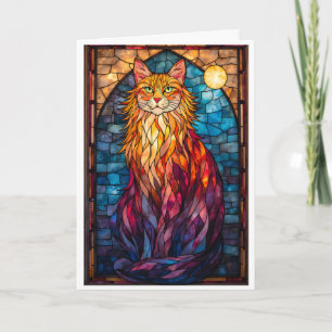 Carte Chat Fluffy Grand Style Vitrail
