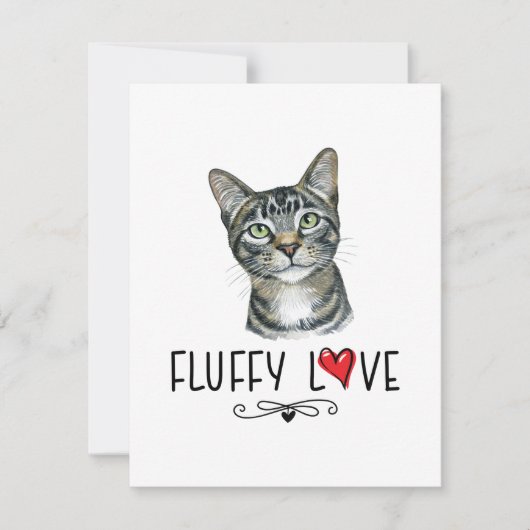 Carte Chat Fluffy Love Kitty Meow Portrait (Devant)