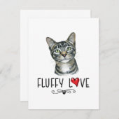 Carte Chat Fluffy Love Kitty Meow Portrait (Devant / Derrière)