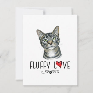 Carte Chat Fluffy Love Kitty Meow Portrait
