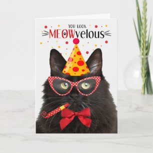 Carte Chat Fluffy Noir MEOWvelous Anniversaire