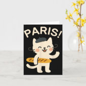 Carte Chat Français Avec Baguette Chat Mignon Paris Drôl (Fleur jaune)